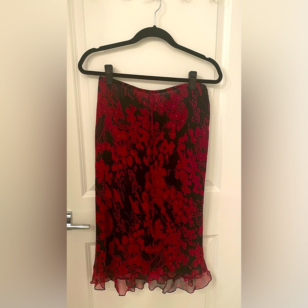 Lapis Red and Black Knee Length Flirt Skirt size L NWT